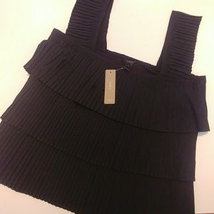 J. Crew, Black Pleated Tank Top, S